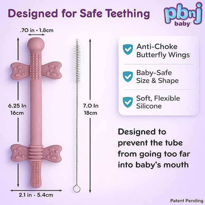 PBnJ Baby, Silicone Teether Tubes, Baby Toys 0-6 Months, Tubes for Infants use as Teething Pacifier, Teething Toys 3-6 Months, Teethers for Babies 6-12 Mon, 6 Mo Old Must Haves - 6 Pack