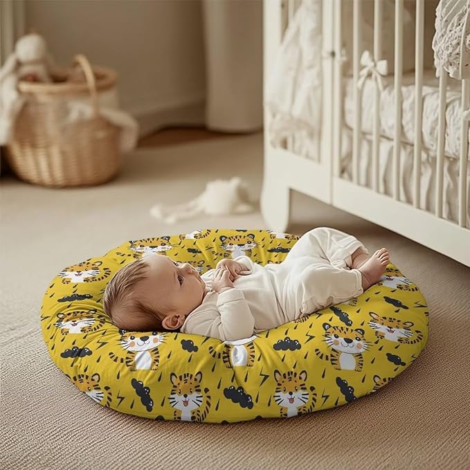 Cute Tiger Baby Lounger Cover Removable Protector Cover for Infant Lounger Pillow, Soft Snug Fitted Baby Lounger Slipcover Breathable and Reusable