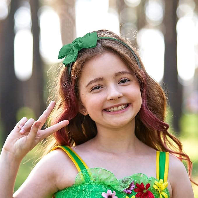LACGO Pack of 37 Hair Bow Accessories - School Uniform Hair Clips Grosgrain Bow Headband Ribbon Alligator Ponytail Holder for Toddlers Teen Girls Uniform Party Prom Wedding(Dark Green)