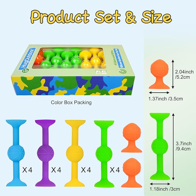 HugOutdoor 18Pcs 4 Colors Suction Cup Kids Bath Sticky Toy Soft Tip Darts Indoor Outdoor Throwing Games