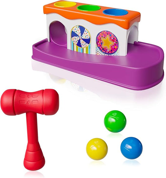 Lollipop Baby Hammer Toy Toddler Activity: Montessori Toys Spark Your Child's Curiosity with Our Ball and Hammer Toddler Toy. Encouraging Creativity and Coordination