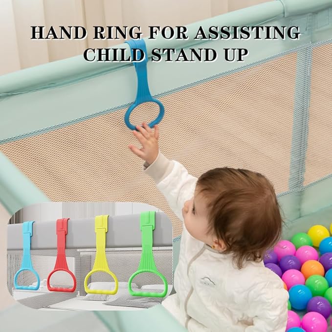 4 PCS Baby Pull Up Rings Robust Baby Pull Rings Crib Pull Rings Playpen Pull Up Rings Kids Walking Training Tool for Baby Kids