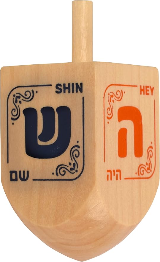 Izzy 'n' Dizzy Hanukkah Natural Wooden Dreidel (Pack of 4) - Medium