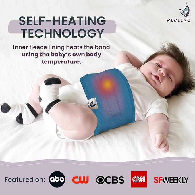 MEMEENO Baby Belly Band for Gas and Colic Baby Relief - Belly Band for Baby Heating Pad for Colic, Baby Gas Relief, Gas Relief for Infants, Baby Heated Tummy Wrap, Colic Relief for Newborns, Ocean