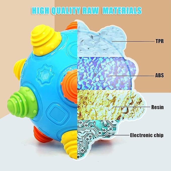 VANLINNY Toddlers Baby Music Shake Ball Toy Bumble Ball for Babies,Dancing Bumpy & Interactive Sounds Crawl Toy, Best Bouncing Sensory Learning Gift for 3+ Year Old Boys&Girls.