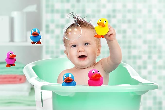 The Dreidel Company Jumbo Rubber Duck Toy with Flippers, Giant Rubber Duckies for Kids, Bath, Baby Shower, Birthday, Pool Activity, 6.5" Tall (2-Pack Assorted)