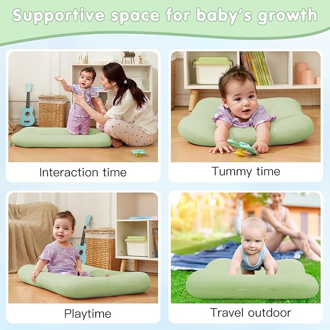 Baby Lounger 0-18 Months, Baby Lounger for Newborn, Soft Organic Cotton Breathable Lounger for Infants (Green Baby Lounger)