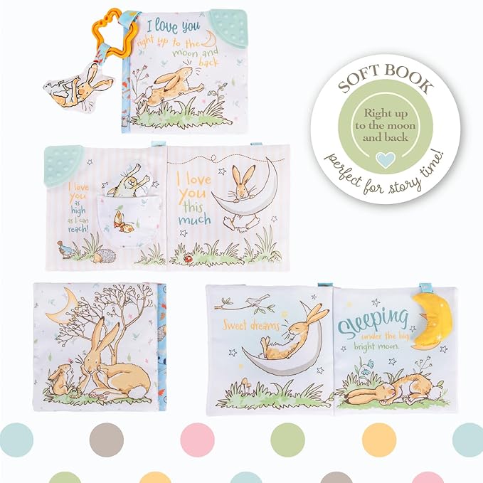 Kids Preferred Guess How Much I Love You… 5 Inch Soft Book Interactive Baby Teether Toy with Crinkle Sounds, Soft Textures, Bright Colors, and BPA-Free Materials for Safe and Fun Sensory Play