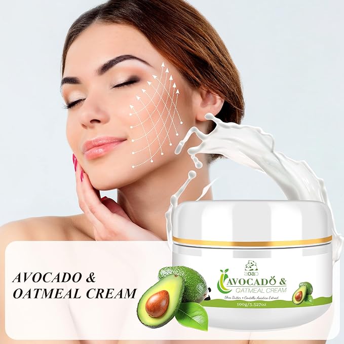 AOAO Avocado Kids Daily Moisturizer Cream, Gently Hydrates Dry, Sensitive Skin for Baby & Kids Face and Body, Natural Oat & Centella for Soothing Nourishing Care, 3.527oz (Avocado)