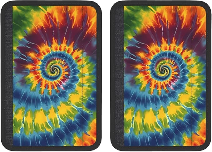 Tribal Ethnic Tie Dry Spiral Colorful Seat Belt Cover Fits Cars Trucks SUV Sedans Air Permeability Car Seatbelt Strap Cover, Auto Interior Accessories Protector