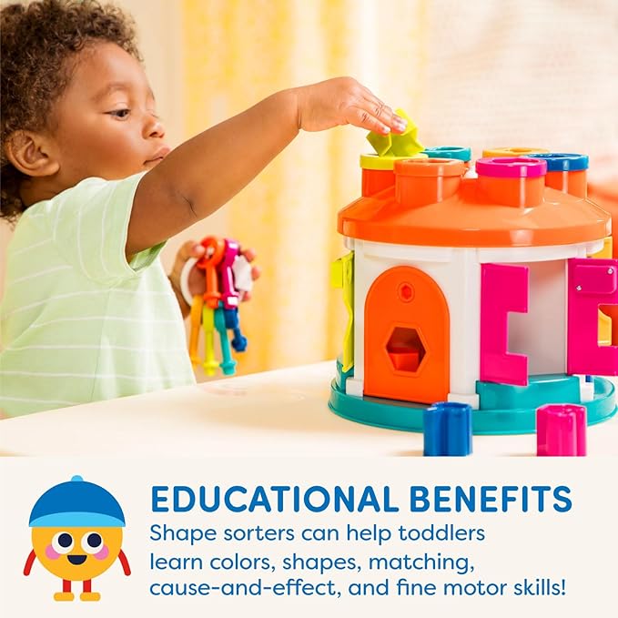Battat – Shape & Color Sorting Toy – Developmental Toy – Pattern Matching Game – Color – Coded Keys – 2+ Years – Shape Sorter House