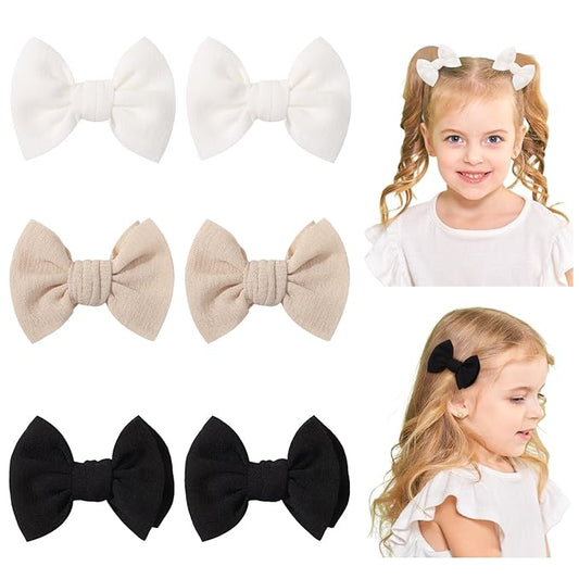 Choicbaby 6 PCS Baby Hair Clips 3” Fabric Girl Hair Bows Baby Barrettes Accessories with Alligator Clips for Toddlers Kids Infant