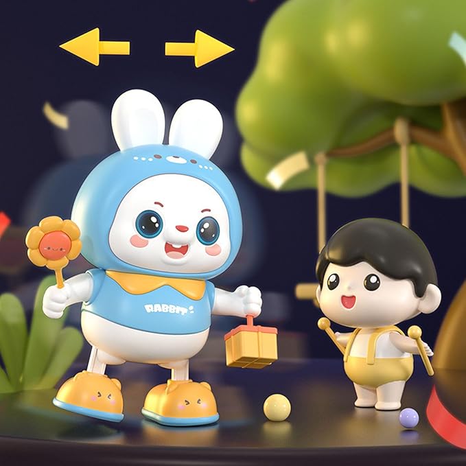 shenruifa Musical Dance Bunny Toy Heads Up Training Electronic Dancing Bunny Toy for Home Outdoor (Blue)