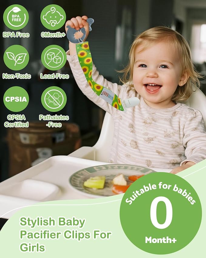ALVABABY Pacifier Clips 8 Pack Pacifier Binky Paci Holder Leashes for Teethers 8DBP07A