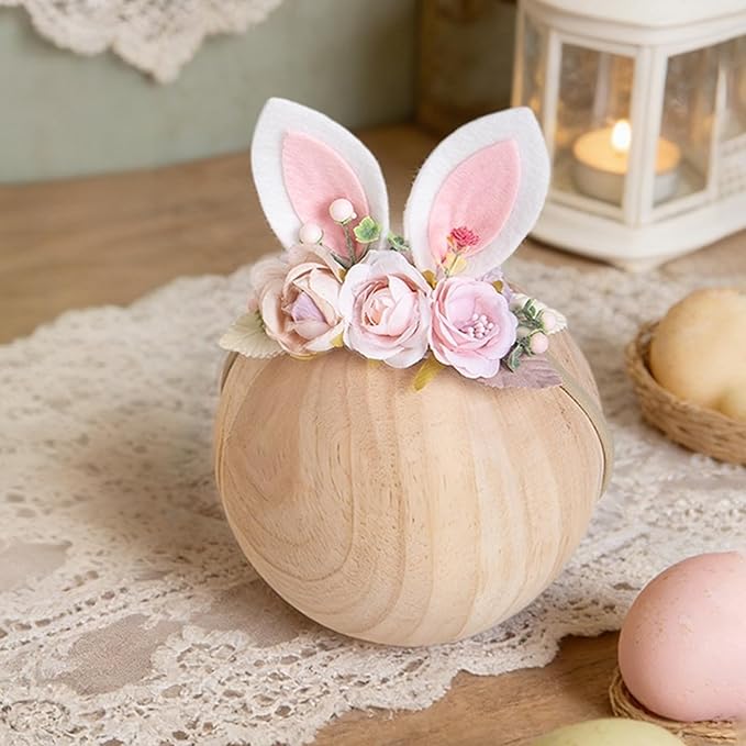 KIDOCHEESE Baby Girl Floral Easter Bunny Ears Headband Rabbit Ears Nylon Hairband for Newborn Infant Toddler Easter Hair Accessories Gift