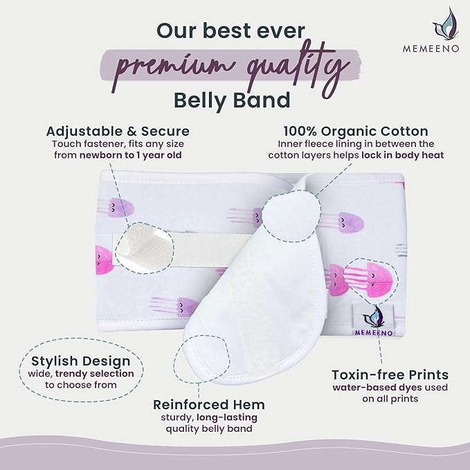 MEMEENO Baby Belly Band - Gas & Colic Relief, Heated Tummy Wrap for Newborns