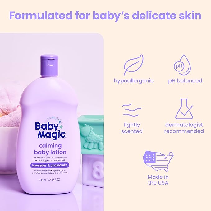 Baby Magic Calming Lotion | Helps Comfort and Relax Before Bedtime | Lavender & Chamomile | 16.5 fl oz. (6 Pack)
