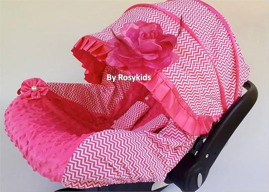 Rosy Kids Infant Carseat Canopy Cover 3 Pc Whole Caboodle Baby Car Seat Cover Kit Cotton C031100