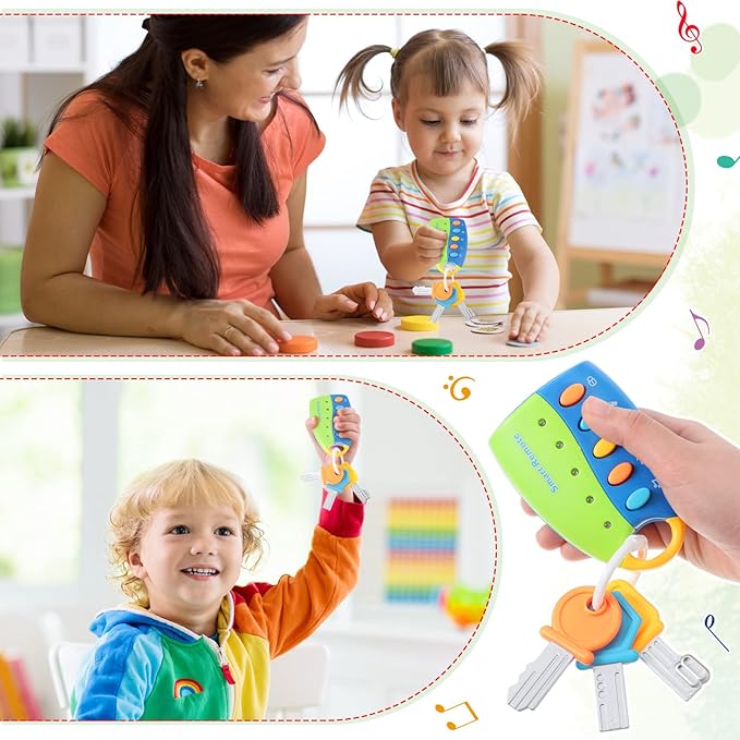 Skylety Musical Smart Remote Car Key Toy with Sound and Lights Fun and Educational Musical Toys for Travel Play(Blue)