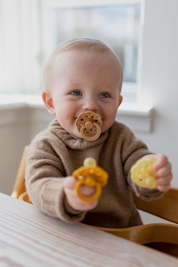 BIBS Pacifiers - Boheme Collection | BPA-Free Round Nipple | Nautral Rubber Latex | Made in Denmark | Set of 2 Ivory/Sage Color Premium Soothers | Size 0-6 Months