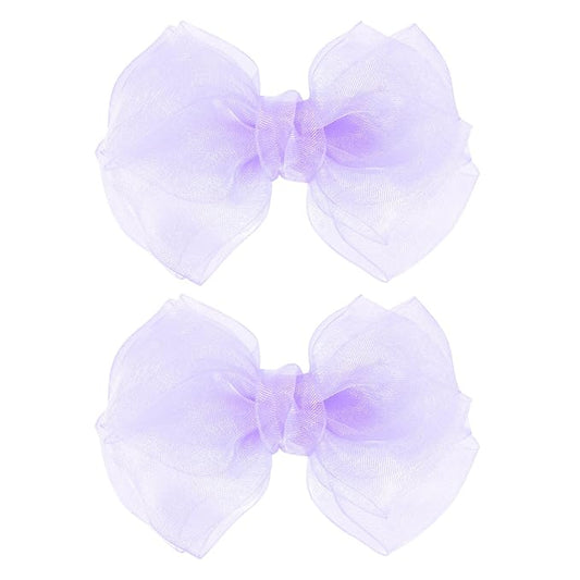 Purple Mesh Ribbon Hair Bows Clips 4" Organza Alligator Barrettes Hairpins for Girls Cute Halloween Costume Mermaid Birthday Dress Decor Accessories Back School Xmas Gift