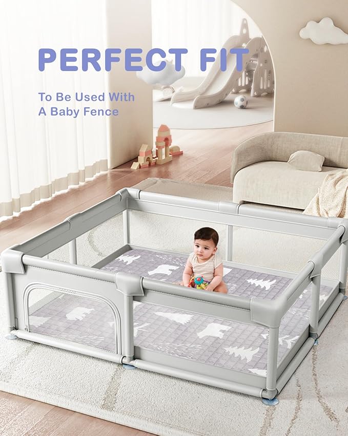WONDAY Thick Baby Floor Playmat for Playpen,50x50 Playpen Mat Non Toxic Car Foldable Kids Crawling Mat for Babies 6-12 Months, Infant Baby Playpen Mat for Toddlers 1-3