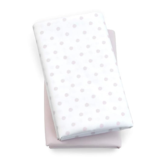 Chicco Lullaby Playard Sheets - Pink Dot 2-Pack, Pink/White