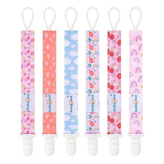 babygoal Pacifier Clips, 6 Pack Pacifier Holder Fits Most Baby Pacifiers and Binkies