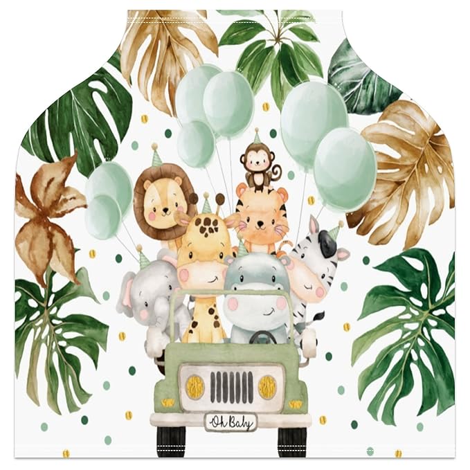 Baby Car Seat Stroller Covers Cute Animals Jungle Greenery Nursing Cover Breastfeeding Scarf Soft Breathable Stretchy Coverage Carseat Canopy Cover for Boys and Girls Soft Breathable Multi Use