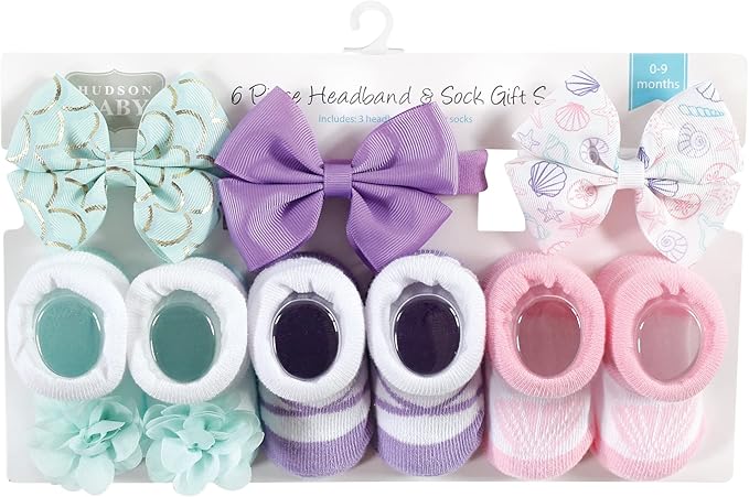 Hudson Baby Girl's Headband and Socks Giftset