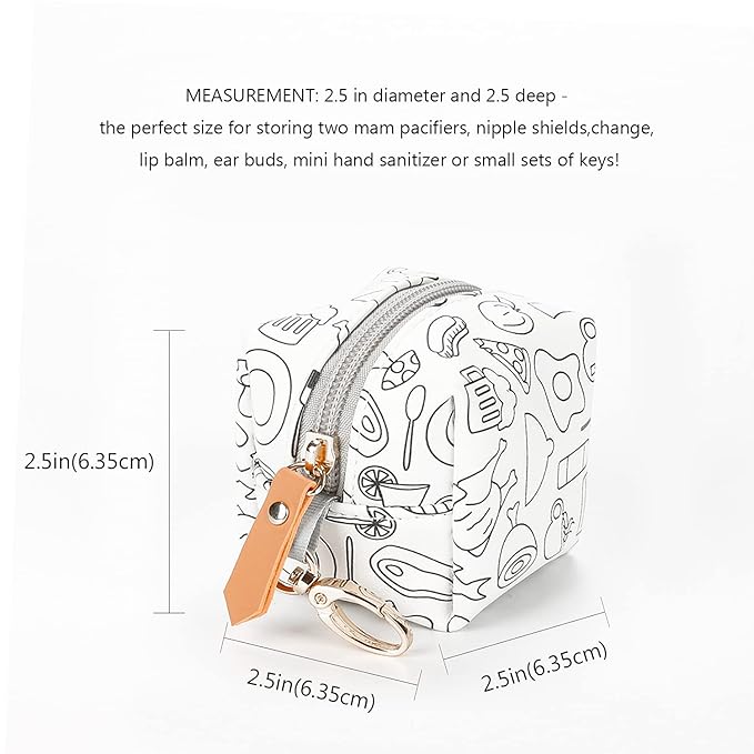 MOMIGO Pacifier Case Bag - Pacifier Holder with Clip for Diaper Bag Stroller Purse Charm, Holds 2 Pacifiers Outdoor Travel (Line)