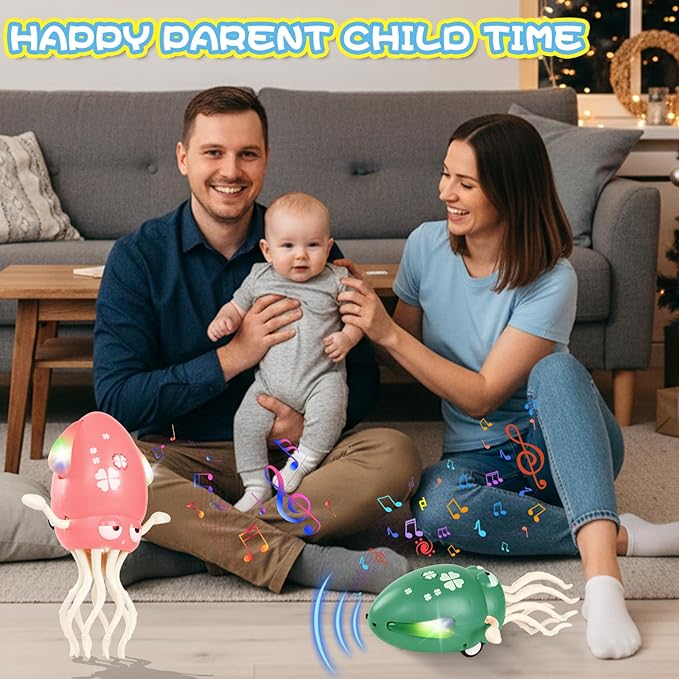 YOGINGO Electric Dancing Octopus Tummy Time Toy, Durable Rechargeable Music Crawling Toy with Smart Obstacle Avoidance & Silent Mode for 1-6 Year Old Boys Girls