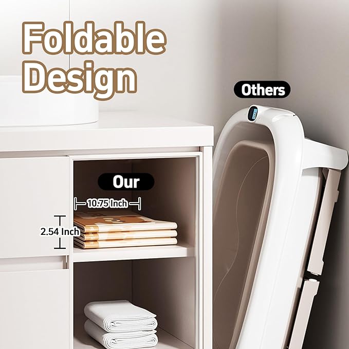 Foldable Baby Bath, Collapsible Baby Bathtub 3M-8Y, Portable Travel Baby Bath Tub with Non-Slip Base, Pop Up Folding Newborn Toddler Shower Tub, Space Saving, Brown