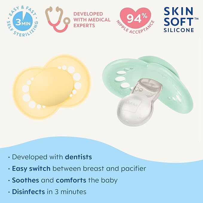 MAM Original Matte Pacifier (1 Sterilizing_Pacifier Case), 6 Plus Months, Unisex Baby_Pacifier, Best Pacifiers for Breastfed Babies, 6-16 Months, 2 Count (Pack of 12)