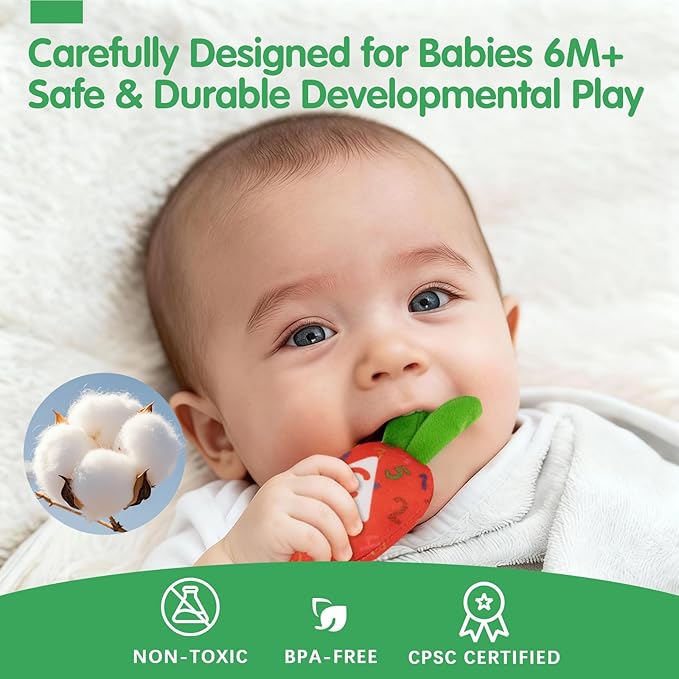 Montessori Toys for 1 Year Old, My First Carrot Garden Baby Toy with Color Sorting, Crinkle & Rattle, Fine Motor Skills, Educational Sensory Toys for 1 2 3 Year Old Boy Girl Gifts Birthday Easter