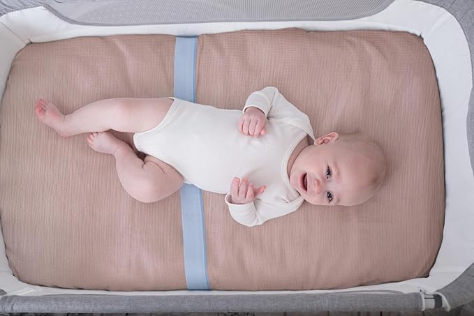Meracorallo Muslin Mini Crib Sheet, Pack n Play Fitted Sheet, Soft and Breathable Pack and Play Playard Mattress Sheet for Baby Boys and Girls, Blush