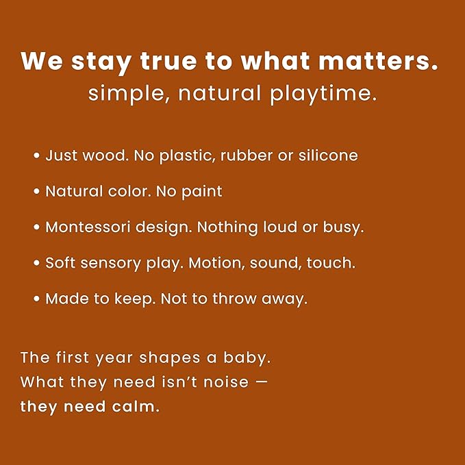 Natural Wooden Teether & Rattle Set for Babies 0-12 Months | Montessori Sensory Toys | Plastic-Free & Non-Toxic | CPSIA & ASTM Certified Safe