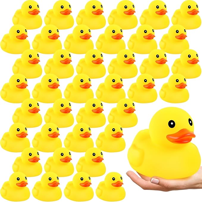 Deekin 40 Pcs Large Yellow Rubber Ducks Bulk Large Duck Squeak Rubber Bathtub Floating Bath for Birthday Party Decoration Gift Swimming Pool (5 Inch)