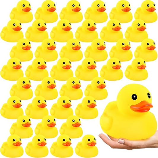 Deekin 40 Pcs Large Yellow Rubber Ducks Bulk Large Duck Squeak Rubber Bathtub Floating Bath for Birthday Party Decoration Gift Swimming Pool (5 Inch)