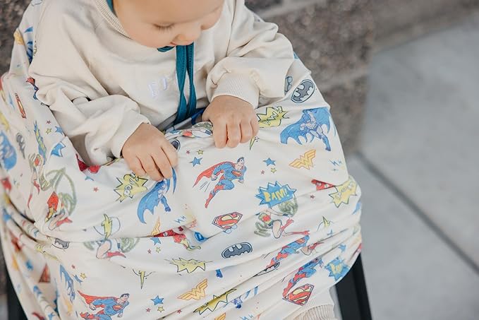 Copper Pearl Multi-Use Cover: Car Seat Covers, Nursing Cover, and Stroller Cover - Stretchy Fabric, All-Season Use, Stylish Designs, Easy Access for Moms - Justice League™