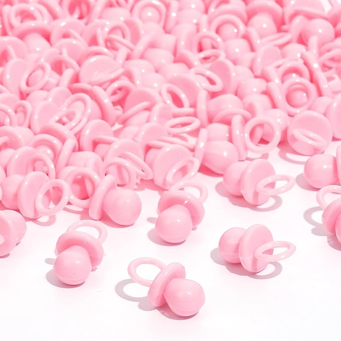 Baby Shower Pacifiers, 150 Mini Pacifiers for Baby Shower, Cute Plastic Pacifiers for Baby Shower Game, Decoration DIY, Gender Reveal Party Table Scatter/Baby Shower Party Favors (Pink)