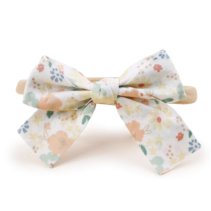 cherrboll Baby Girl Headbands and Socks Set, 3Pcs Soft Floral Hairbands Hair Bows Knit Socks for Newborn Infants Toddlers Photography Props Gifts
