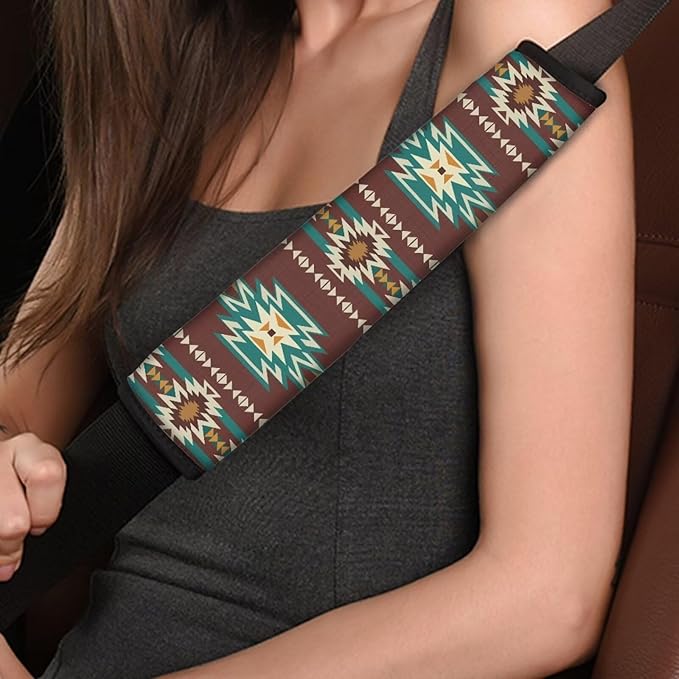 AFPANQZ Two Packs Car Seat Belt Pads Covers Vintage Aztec Graphhics Safety Seatbelt Cushion Pad Shoulder Straps Pads for Bags Car Accessories Decor
