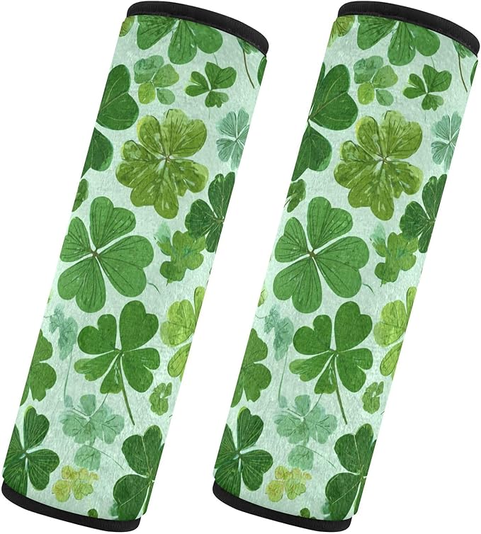 2 Pack Seatbelt Covers Seat Belt Cover Pad for Adults Boys Girls Car Seat Strap Covers Pads Cushion Universal Shoulder Strap Pad Protector for Backpack Camera Bag 6.5 Inch Green Nature St Patrick Clov