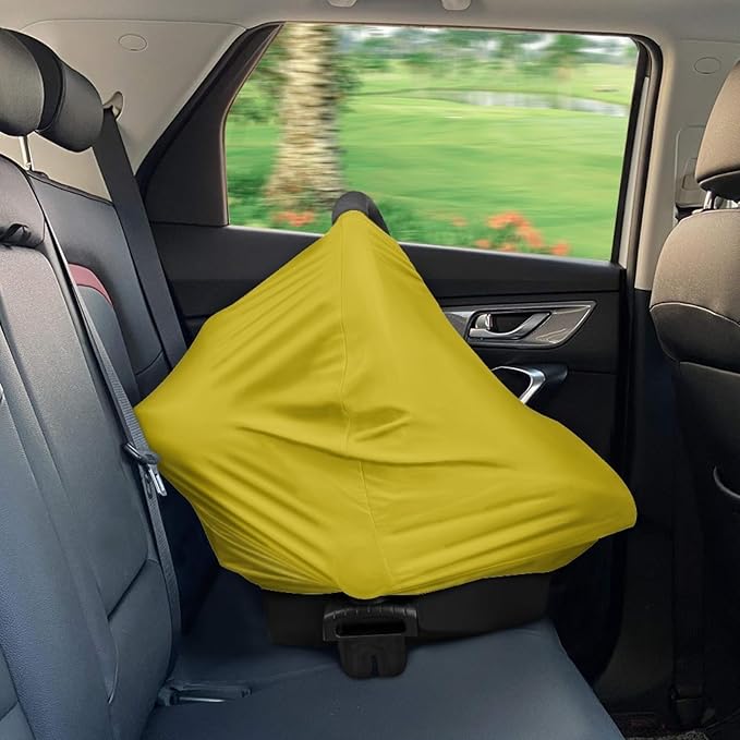Solid Color Car Seat Nursing Breastfeeding Cover, Multi Use Cover Cozy Carseat Canopy Cover, Infant Babies Stroller Cover,Ultra Soft Stretchy Nurse Gifts Lemon Yellow Breastfeeding Cover