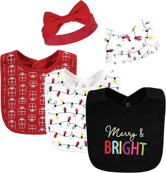 Hudson Baby Unisex Baby Cotton Bib and Headband Set