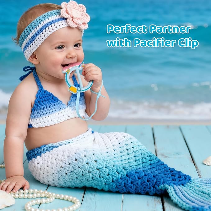 Mermaid Teether for Babies - SHARE&CARE Mom Gifts Silicone Teething Toy, Women Gift for Mom, Wife,Her, Holiday Baby Chew Toy for 3 Months+, BPA-Free,Baby Shower (Mermaid)