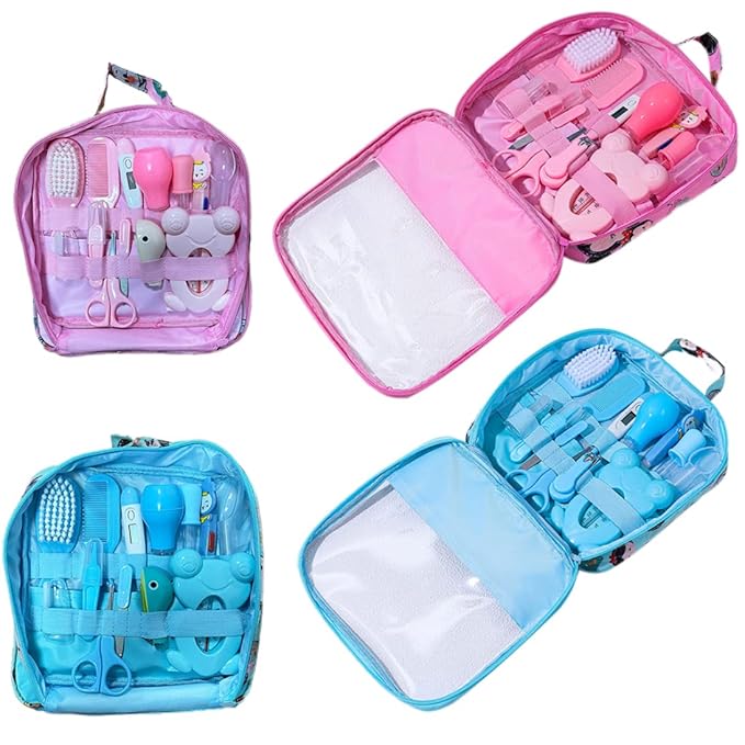 Baby Healthcare and Grooming Kit Baby Nasal Aspirator Nail Clipper Hairbrush Set Newborn Daily Cleaning Care Kit 13 PCS/Set, B, Blue, Nursery Care Health and Grooming kit