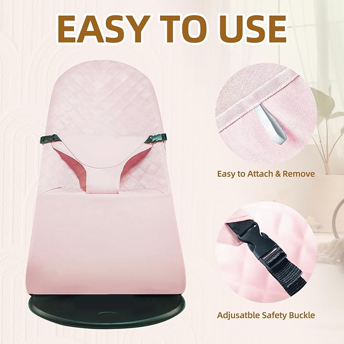 Fabric Seat for Bouncer, Replacement Cover for Baby Bjorn Bouncer Bliss, Soft Breathable Machine Washable (Pink, Cover Only)
