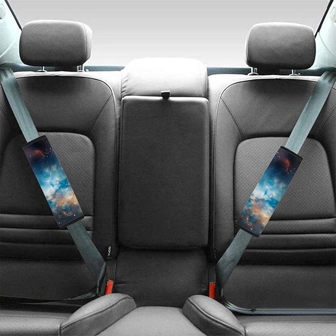 Biyejit Galaxy Space Car Accessories Seat Belt Covers Adult Seat Belt Shoulder Strap Covers for Women Girls Seatbelt Pads Universal Fit 2 Packs